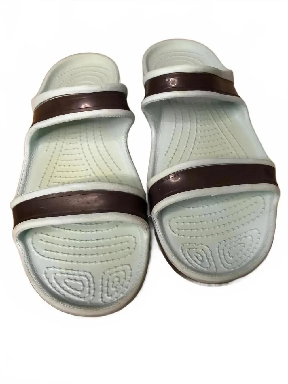Crocs Swiftwater Sandals Size 8 Gray Blue Slip On Slide Pool Beach Resort - Picture 2 of 6